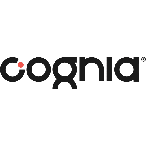 The cognia logo in all lowercase black letters with a red dot in the letter c.